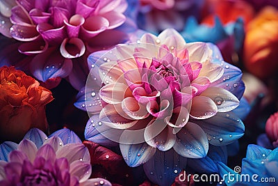 colorful juicy fresh flowers generative ai Stock Photo