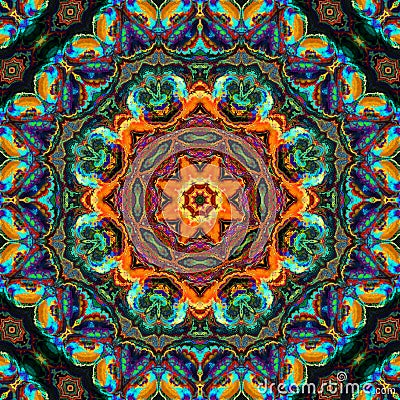 Colorful Kaleidoscope Pattern Green and Orange Stock Photo