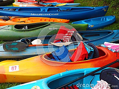 Colorful Kayaks at Pigg River Ramble Editorial Stock Photo