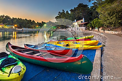 Colorful Kayaks for rent Stock Photo