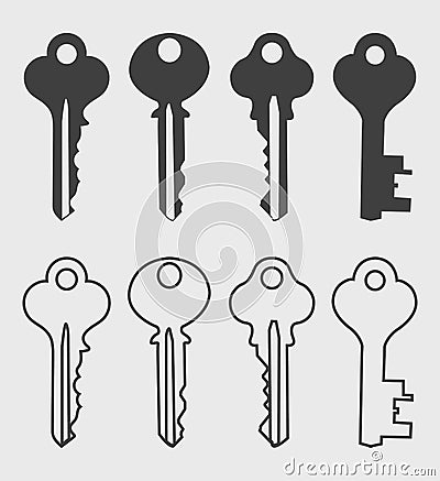 Colorful key icon set Vector Illustration