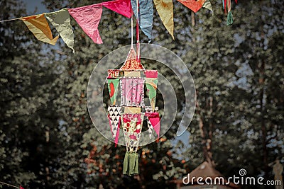 Colorful khmer lantern decoration during the Cambodian New Year Stock Photo