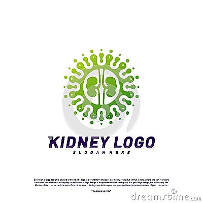 Colorful Kidney Logo Design Concept. Urology Logo Vector Template Vector Illustration
