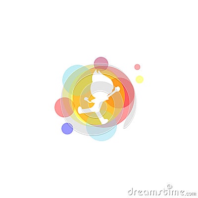 Colorful Kids Jump Logo Inspiration Stock Photo