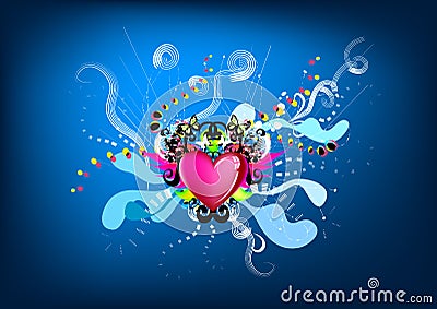 Colorful king heart graphic Vector Illustration