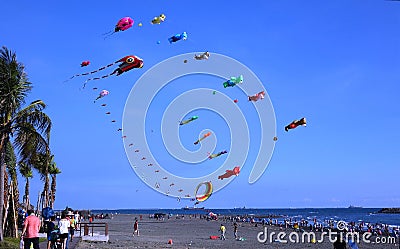Colorful Kites During Beach Festival Editorial Stock Photo