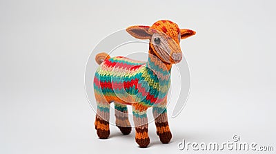 Colorful Knit Goat Doll A Playful And Vibrant Toy For Kids Stock Photo