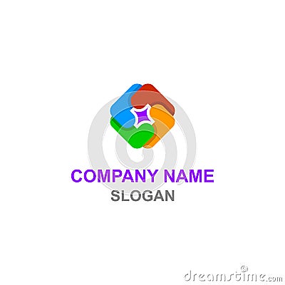 Colorful L letter initial in square shape logo. Stock Photo