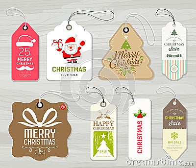 Colorful label paper merry christmas concept design Cartoon Illustration