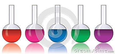 Colorful laboratory glassware Vector Illustration