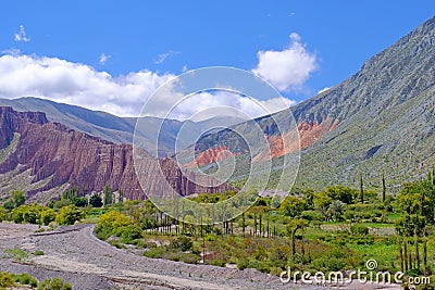 Colorful landscape at the Cuesta De Lipan canyon from Susques to Purmamarca, Jujuy, Argentina Stock Photo