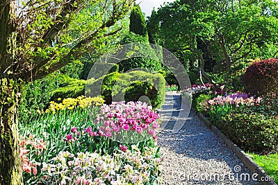 Colorful landscaped formal garden. Stock Photo