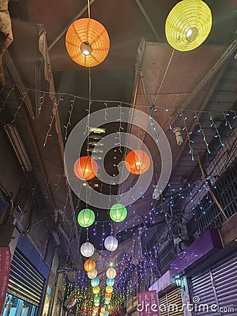 Colorful Lantern Alley Editorial Stock Photo