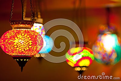 Colorful lantern lamps Stock Photo