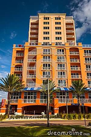 Colorful large hotel in Clearwater Beach, Florida. Editorial Stock Photo