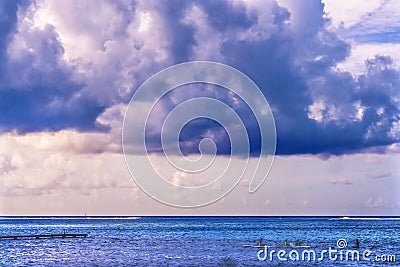 Colorful Large White Cloud Blue Water Moorea Tahiti Stock Photo