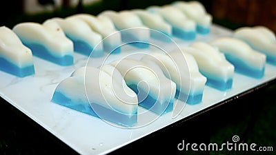 colorful layer cake dessert menu Stock Photo