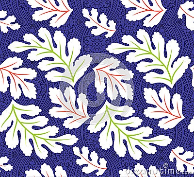 Colorful leaf seamless pattern design Vector Illustration