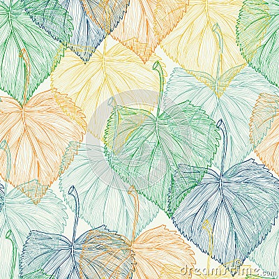 Colorful leaf seamless pattern Vector Illustration