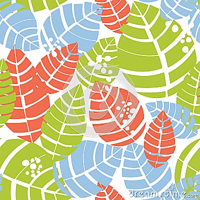 Colorful leaf seamless pattern Vector Illustration