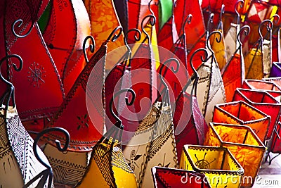 Colorful leather lamps Stock Photo