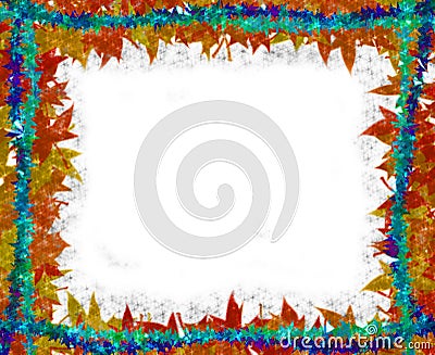 Colorful Leaves [maple] Border frame on white Cartoon Illustration