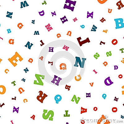 Colorful letter seamless pattern on white background Vector Illustration