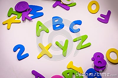 Colorful letters composition - Concept of studying and learning ABC XYZ. Stock Photo