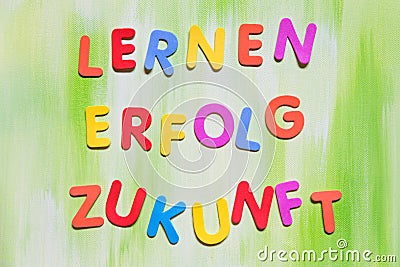 Colorful letters, german words, concept learning for the future Stock Photo