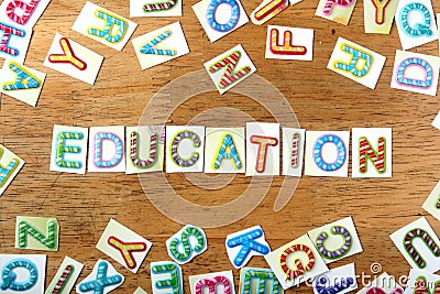 Colorful letters spelled as education Stock Photo