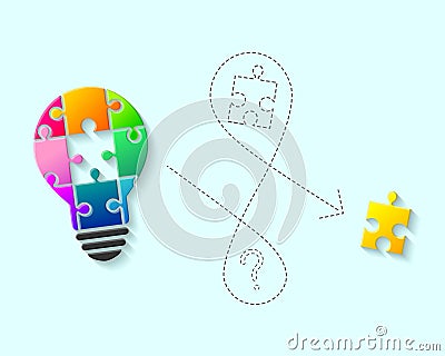 Lightbulb with missing puzzle piece concept Vector Illustration