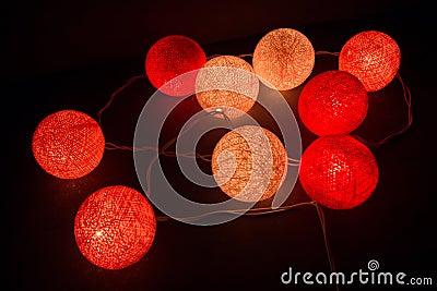 Colorful Light Cotton Ball , String light on Ball Cotton Stock Photo