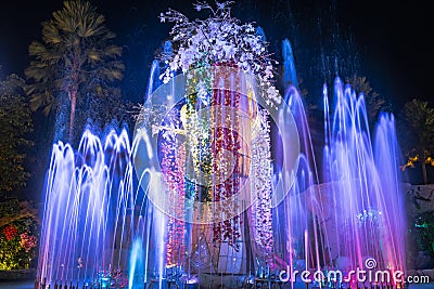 Colorful light water fountain Editorial Stock Photo