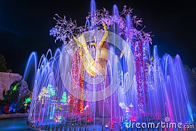 Colorful light water fountain Editorial Stock Photo