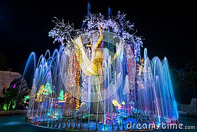Colorful light water fountain Editorial Stock Photo