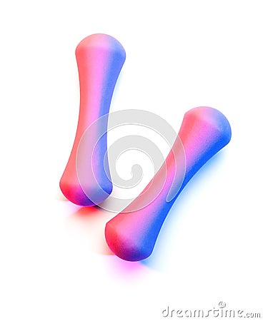 Colorful Lighting on female Hand Weights Stock Photo