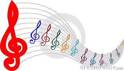 Colorful line illustration element color pentagram music symbol white background Cartoon Illustration