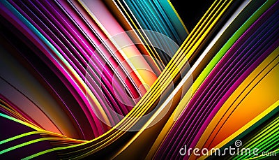 Colorful lines as abstract background illustration. Generative AI Cartoon Illustration