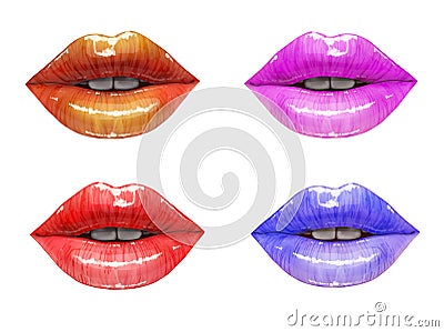 Colorful lips set Vector Illustration