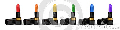 Colorful lipsticks sorted by color. 3d illustration Cartoon Illustration