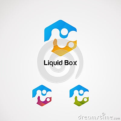 Colorful liquid in hexagon logo vector concept, icon, element, and template for company Vector Illustration