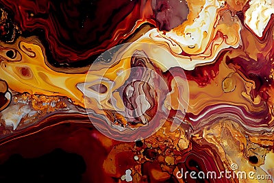 Colorful liquid paints mixed together creating modern abstract Cartoon Illustration