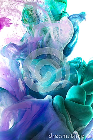 Colorful liquids underwater. Colorful abstract composition. Stock Photo