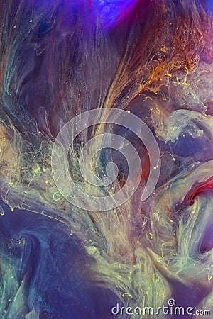 Colorful liquids underwater. Colorful abstract composition. Stock Photo