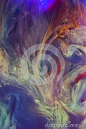 Colorful liquids underwater. Colorful abstract composition. Stock Photo