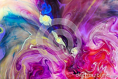 Colorful liquids underwater. Colorful abstract composition. Stock Photo