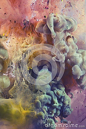 Colorful liquids underwater. Psychedelic colors. Stock Photo