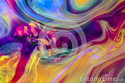 Colorful liquids underwater. Psychedelic colors. Stock Photo