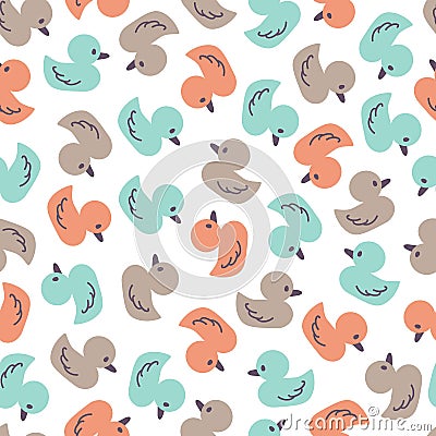 Colorful Little Ducks Vector Illustration Summer Pattern Vector Illustration