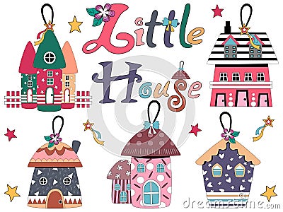 Colorful little houses (clip arts)1 Vector Illustration